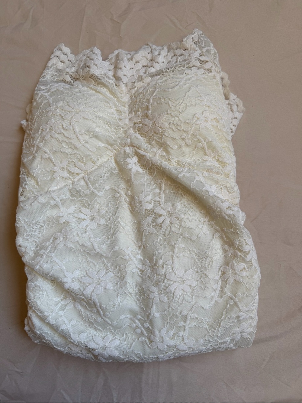 Off-Shoulder Ivory Lace Mini Dress with Bell Sleeves - Picture 2 of 2